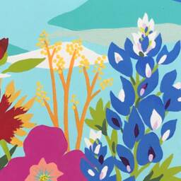Texas Wildflower Art Print, Whimsical Floral Painting, Signed Wall - thumbnail 3