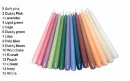 Handmade Pastel Taper Candles Vegan Plant-Based Wax, 14 Colours - Delivery Duty Paid To Usa