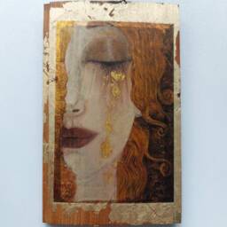 Golden Tears Wood Wall Art Anne Marie Zilberman Symbolist Painting - thumbnail 2