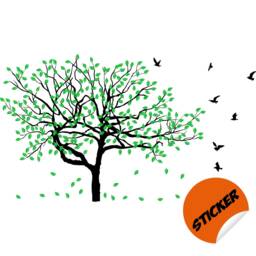 Tree Sticker Decal - Wall Birch Art Vinyl Nursery Stickers Nature Botanical Trees Decals Forest Decor Natural Big Leaf Peel & Stick - thumbnail 2