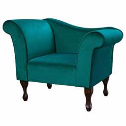 Emerald Velvet Chaise Chair - Malta Bedroom Accent Designer British Handmade - thumbnail 3
