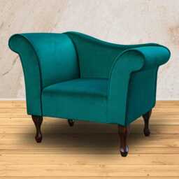 Emerald Velvet Chaise Chair - Malta Bedroom Accent Designer British Handmade - thumbnail 1