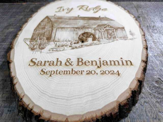 Live Edge Tree Slice With Custom Engraving, Wooden Sign, Custom Sign - image 1