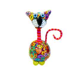 Colorful Cat Figurine Handmade Pop Art Sculpture - thumbnail 3