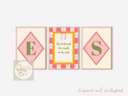 Bright Positive Affirmation Initial Prints For Sisters, Perfect Girls Room, Nursery Or Playroom - Prints Only, Unframed - thumbnail 1