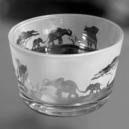 Elephant Bowl - Clear Glass Bowl With Elephant Frieze Design Perfect For Tealight Or Floating Candles Dish Snack Pudding - thumbnail 1
