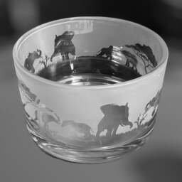 Elephant Bowl - Clear Glass Bowl With Elephant Frieze Design Perfect For Tealight Or Floating Candles Dish Snack Pudding - thumbnail 2
