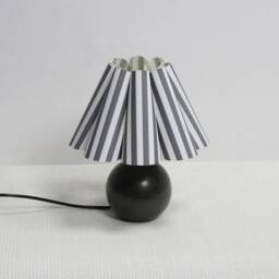 Gray Striped Fabric Lampshade Ceramic Bedside Lamp - thumbnail 3