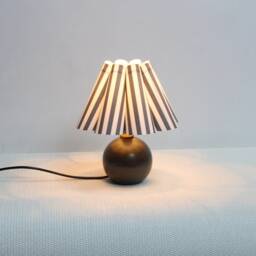 Gray Striped Fabric Lampshade Ceramic Bedside Lamp - thumbnail 4