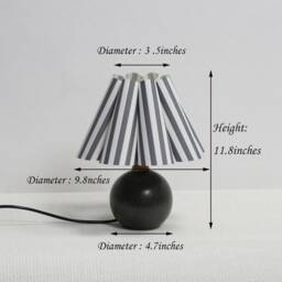 Gray Striped Fabric Lampshade Ceramic Bedside Lamp - thumbnail 2