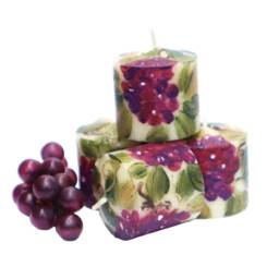 Choose Gift Set, Hand Painted Grape Votive Candles Italian Tuscan Decor, Mediterranean Decorations - thumbnail 2