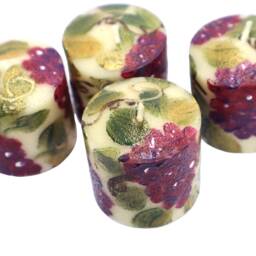 Choose Gift Set, Hand Painted Grape Votive Candles Italian Tuscan Decor, Mediterranean Decorations - thumbnail 4