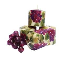 Choose Gift Set, Hand Painted Grape Votive Candles Italian Tuscan Decor, Mediterranean Decorations - thumbnail 1