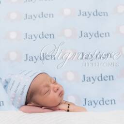 Personalized Baby Blanket, Hat, Name Swaddle Receiving Shower Gift, Birth Announcement Hat - thumbnail 2