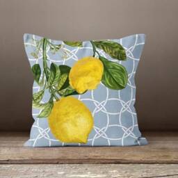 Lemon Throw Pillow Case/Lemon Leaves Cover/Lemon Printing Patio Cushion/Summer Cushion Top/Garden Decor/Fruit Pillows - thumbnail 2