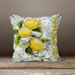 Lemon Throw Pillow Case/Lemon Leaves Cover/Lemon Printing Patio Cushion/Summer Cushion Top/Garden Decor/Fruit Pillows - thumbnail 3
