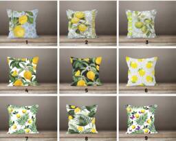 Lemon Throw Pillow Case/Lemon Leaves Cover/Lemon Printing Patio Cushion/Summer Cushion Top/Garden Decor/Fruit Pillows