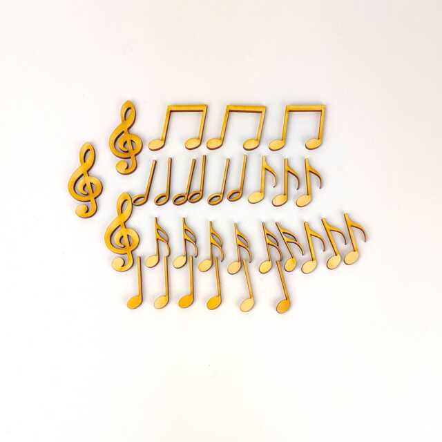 Notes - 30 Pieces 32 Mm Made Of Wood Treble Clef Notes - image 1