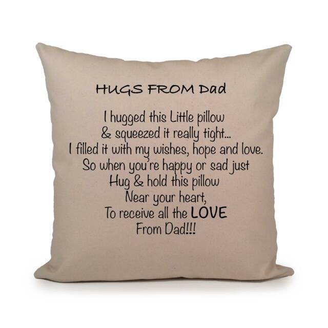 Hugs From Dad Throw Pillow, Daughter Going Away Gift, Wedding Gift, College Dorm Birthday Christmas Gift - image 1