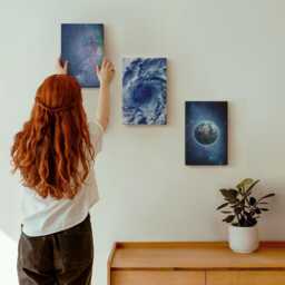 Canvas Set Of 3 - Earth in Space, Storm & Galaxy Stars, Navy Wall Art, Space Astrology Decor - thumbnail 3