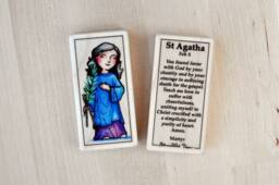 st Agatha Patron Saint Block With Gift Bag // Patron Of Nurses, Breast Cancer, & The Physically Abused Catholic Toys By Almondrod