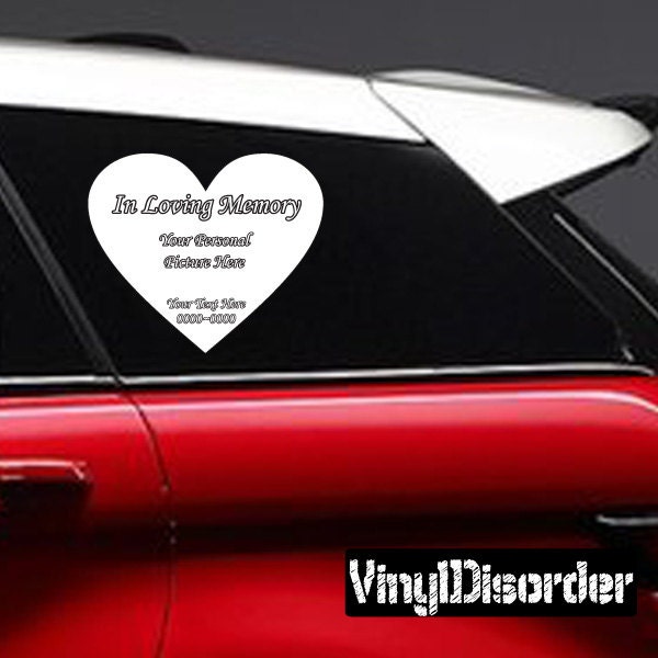Custom Image in Loving Memory Full Color Circle Heart Vinyl Wall Decal Or Car Sticker - Ilmfullcolorhearttempet