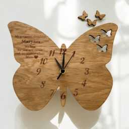 Butterfly Clock Custom Wood Colors & Engraving - thumbnail 2