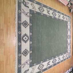 New Luxury Indian Hand Knotted Wool Oushak Rug, Hallway, Kitchen Runner Animal Sage Green Premium Bedroom Carpet Rugs - thumbnail 4