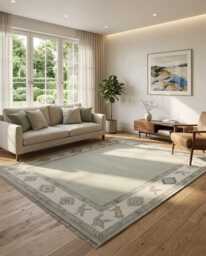 New Luxury Indian Hand Knotted Wool Oushak Rug, Hallway, Kitchen Runner Animal Sage Green Premium Bedroom Carpet Rugs