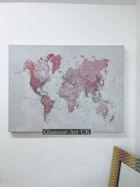Diamond Dust World Map Canvas, Sparkly Office Art - 30x40 Inches - image 1