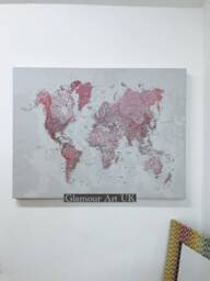 Diamond Dust World Map Canvas, Sparkly Office Art - 30x40 Inches - thumbnail 1