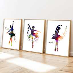 Ballerina Art Prints Set Abstract Ballet Girl Bedroom Decor - thumbnail 1