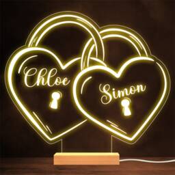Padlock Locked Valentine's Day Personalised Gift Warm Lamp Night Light - thumbnail 1