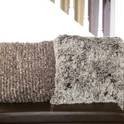 Faux Fur Pillow Covers Alpaca Ivory Frosted Tips, Curly Brown, Light Brown Mink D??cor Covers - thumbnail 2