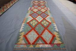 Kilim Runner Rug 2'9x9'6 Ft, Afghan Flatweave Handmade Wool Rug, Natural Veg Dyes Traditional Oriental Kitchen Runner, Entryway - thumbnail 1