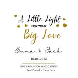 Wedding Candle Gift For Couple, Personalised With Names & Date, A Little Light Your Big Love, Unique - thumbnail 2