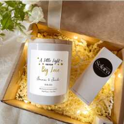 Wedding Candle Gift For Couple, Personalised With Names & Date, A Little Light Your Big Love, Unique - thumbnail 3