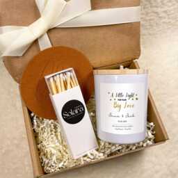 Wedding Candle Gift For Couple, Personalised With Names & Date, A Little Light Your Big Love, Unique