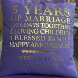 Custom Anniversary Pillow, Personalized Cotton Gift - thumbnail 3