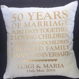 Custom Anniversary Pillow, Personalized Cotton Gift - thumbnail 2