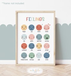 Rainbow Feelings Chart, Unframed Print, Classroom Decor, Educational Montessori Playroom Prints, Scandi Kids Art - thumbnail 1