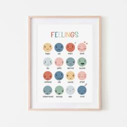Rainbow Feelings Chart, Unframed Print, Classroom Decor, Educational Montessori Playroom Prints, Scandi Kids Art - thumbnail 3