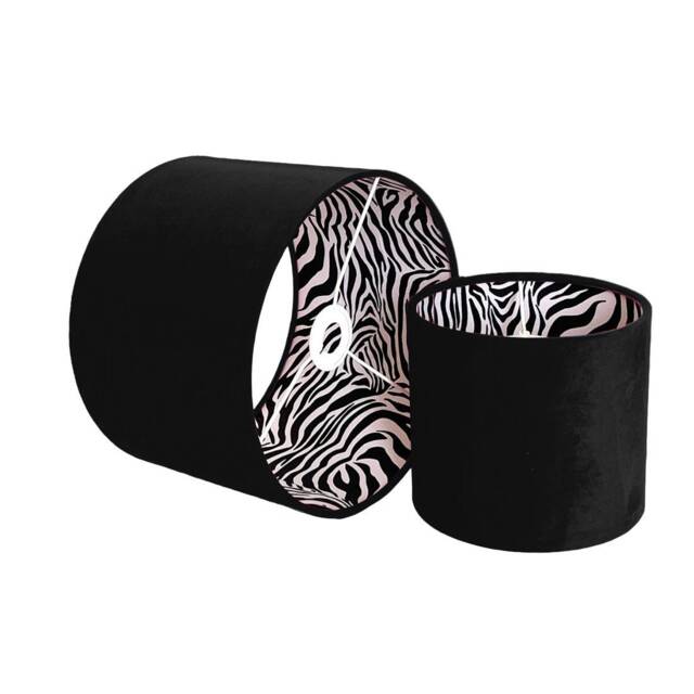 New Luxury Hq Double Sided Black Velvet & Zebra Animal White Fabric Combination Lamp Shade Pendant Light - image 1