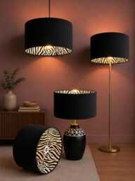 New Luxury Hq Double Sided Black Velvet & Zebra Animal White Pattern On Fabric Combination Drum Lamp Shade Pendant Light