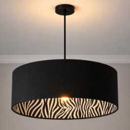 New Luxury Hq Double Sided Black Velvet & Zebra Animal White Pattern On Fabric Combination Drum Lamp Shade Pendant Light - thumbnail 3