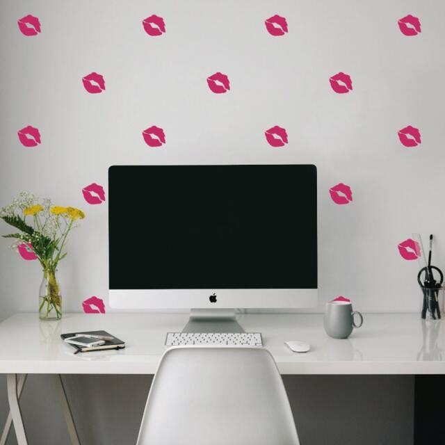 Kiss Lips Vinyl Wall Decal - Romantic Dorm Room Decor - image 1