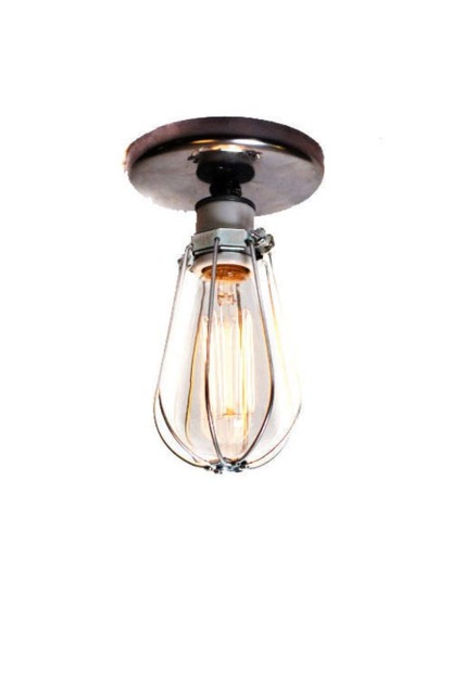 Silver Wire Closed Cage Wall Scone/Ceiling Flush Mount Light - Modern Industrial Style Fixture Multiple Plate Finishes Available - image 1