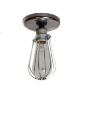 Silver Wire Closed Cage Wall Scone/Ceiling Flush Mount Light - Modern Industrial Style Fixture Multiple Plate Finishes Available - thumbnail 3