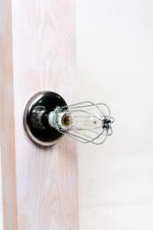Silver Wire Closed Cage Wall Scone/Ceiling Flush Mount Light - Modern Industrial Style Fixture Multiple Plate Finishes Available - thumbnail 2