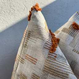 Burnt Orange - Beige Tufted Pillow Cover, Rust Cushion For Couch, Sofa, Euro Or Lumbar Size - All Duties Paid Usa - thumbnail 3
